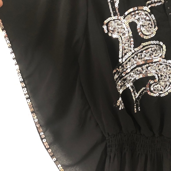 MARINEBLU FLOWING SEQUINS BLACK TOP - Picture 7 of 10